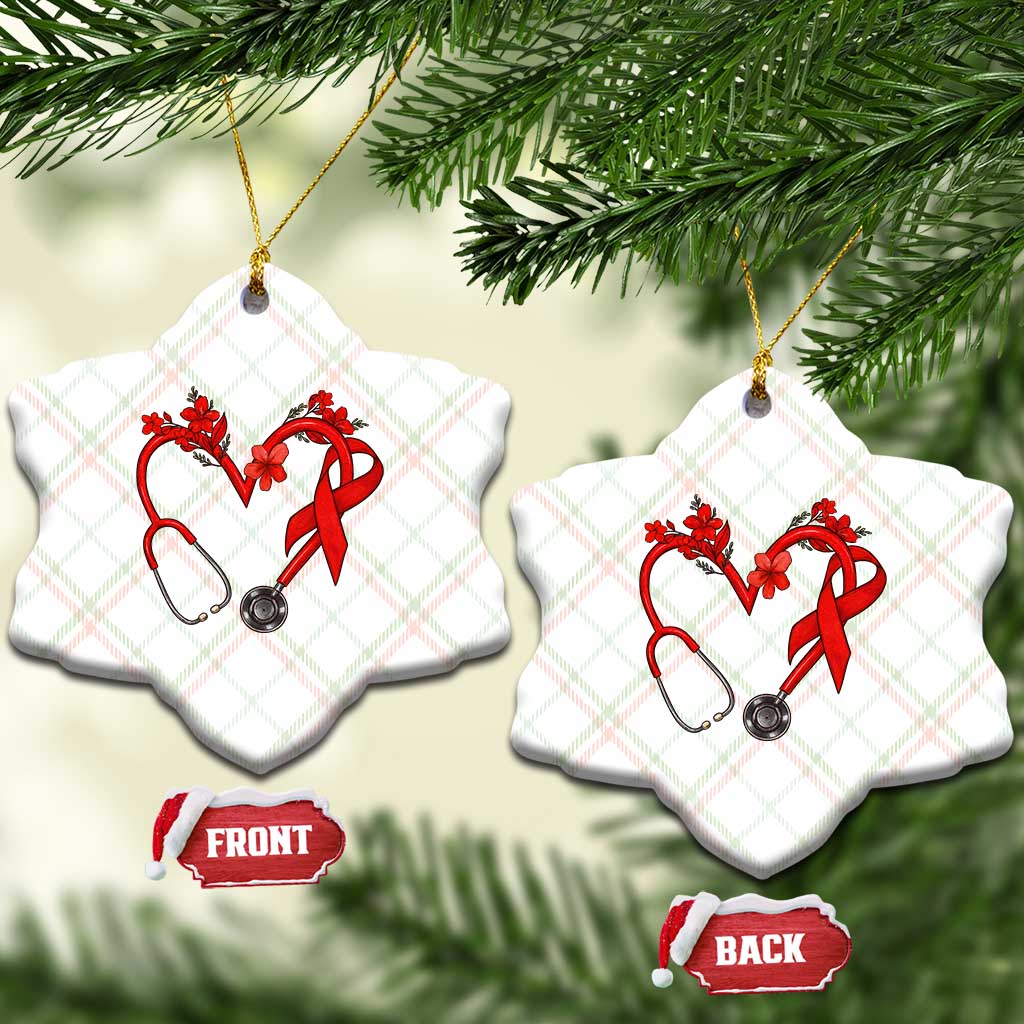 Healthcare Hero HIV Awareness Ceramic Ornament Red Ribbon Support Gift - Wonder Print Shop