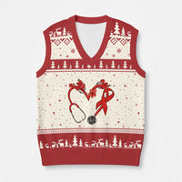 Healthcare Hero HIV Awareness V-Neck Knit Sweater Vest Red Ribbon Support Gift - Wonder Print Shop