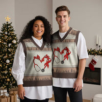 Healthcare Hero HIV Awareness V-Neck Knit Sweater Vest Red Ribbon Support Gift - Wonder Print Shop