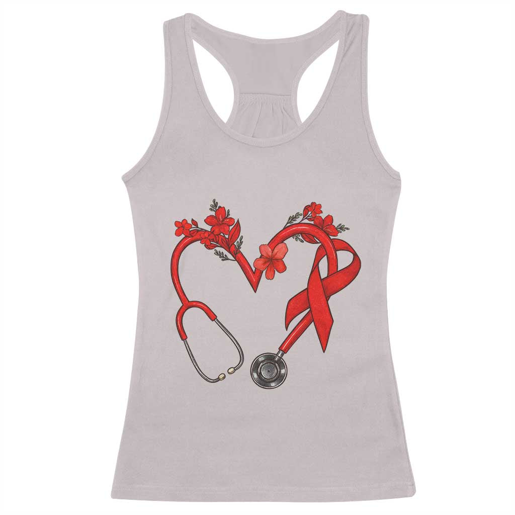 Healthcare Hero HIV Awareness Racerback Tank Top Red Ribbon Support Gift - Wonder Print Shop