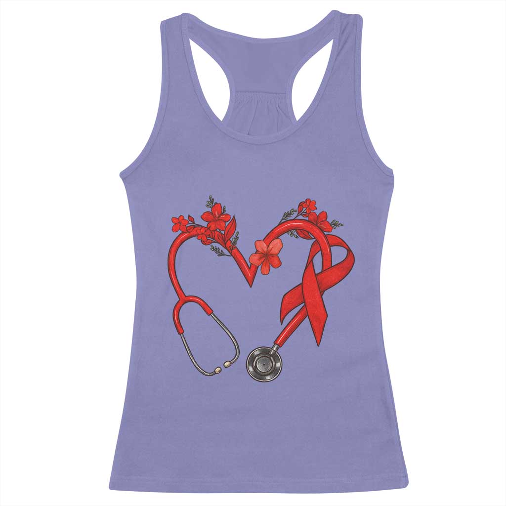 Healthcare Hero HIV Awareness Racerback Tank Top Red Ribbon Support Gift - Wonder Print Shop