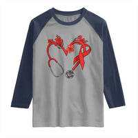 Healthcare Hero HIV Awareness Raglan Shirt Red Ribbon Support Gift - Wonder Print Shop