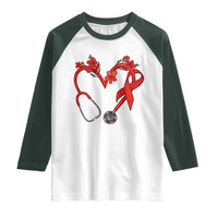 Healthcare Hero HIV Awareness Raglan Shirt Red Ribbon Support Gift - Wonder Print Shop