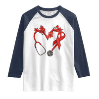 Healthcare Hero HIV Awareness Raglan Shirt Red Ribbon Support Gift - Wonder Print Shop