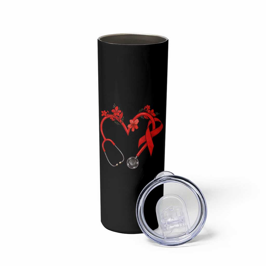Healthcare Hero HIV Awareness Skinny Tumbler Red Ribbon Support Gift - Wonder Print Shop
