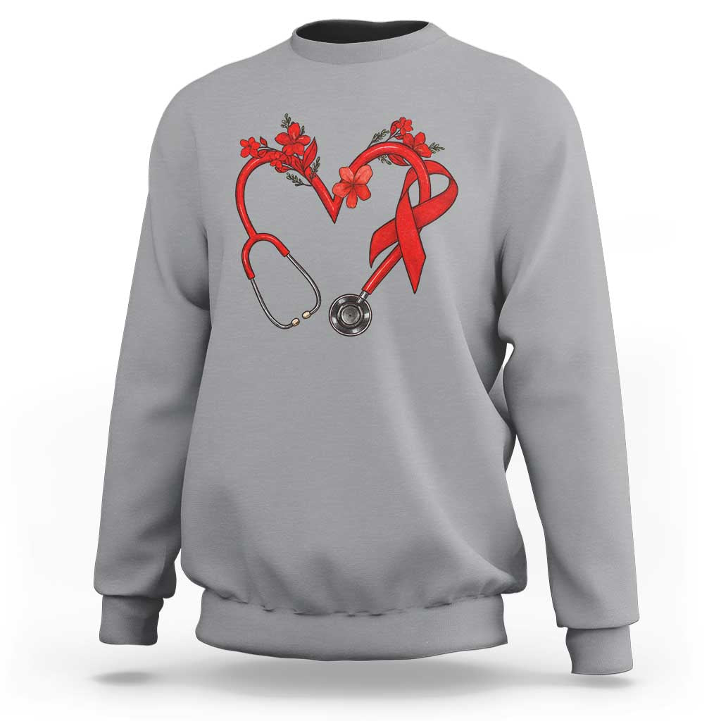 Healthcare Hero HIV Awareness Sweatshirt Red Ribbon Support Gift - Wonder Print Shop