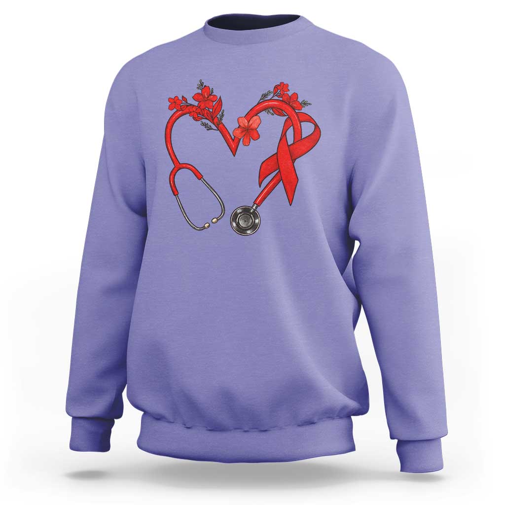 Healthcare Hero HIV Awareness Sweatshirt Red Ribbon Support Gift - Wonder Print Shop