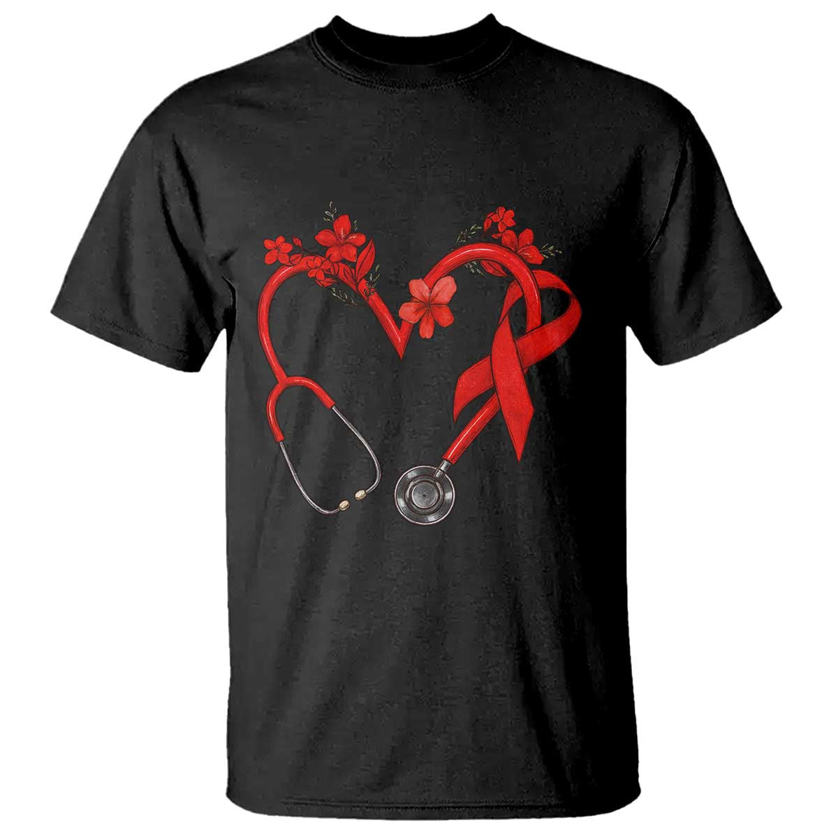 Healthcare Hero HIV Awareness T Shirt Red Ribbon Support Gift - Wonder Print Shop