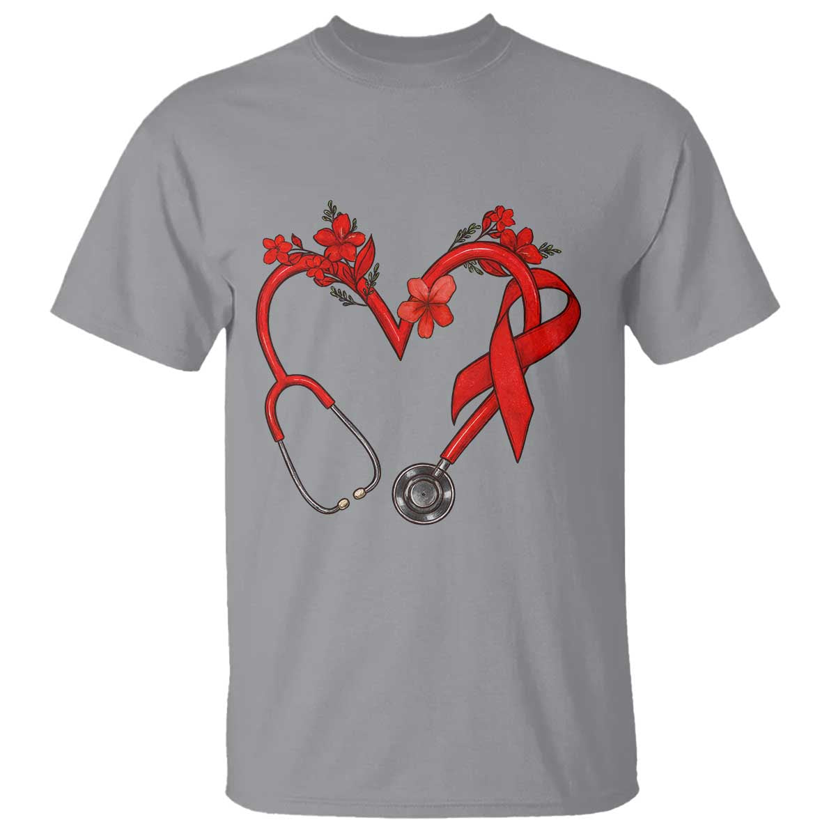 Healthcare Hero HIV Awareness T Shirt Red Ribbon Support Gift - Wonder Print Shop