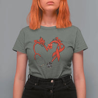 Healthcare Hero HIV Awareness T Shirt For Women Red Ribbon Support Gift - Wonder Print Shop