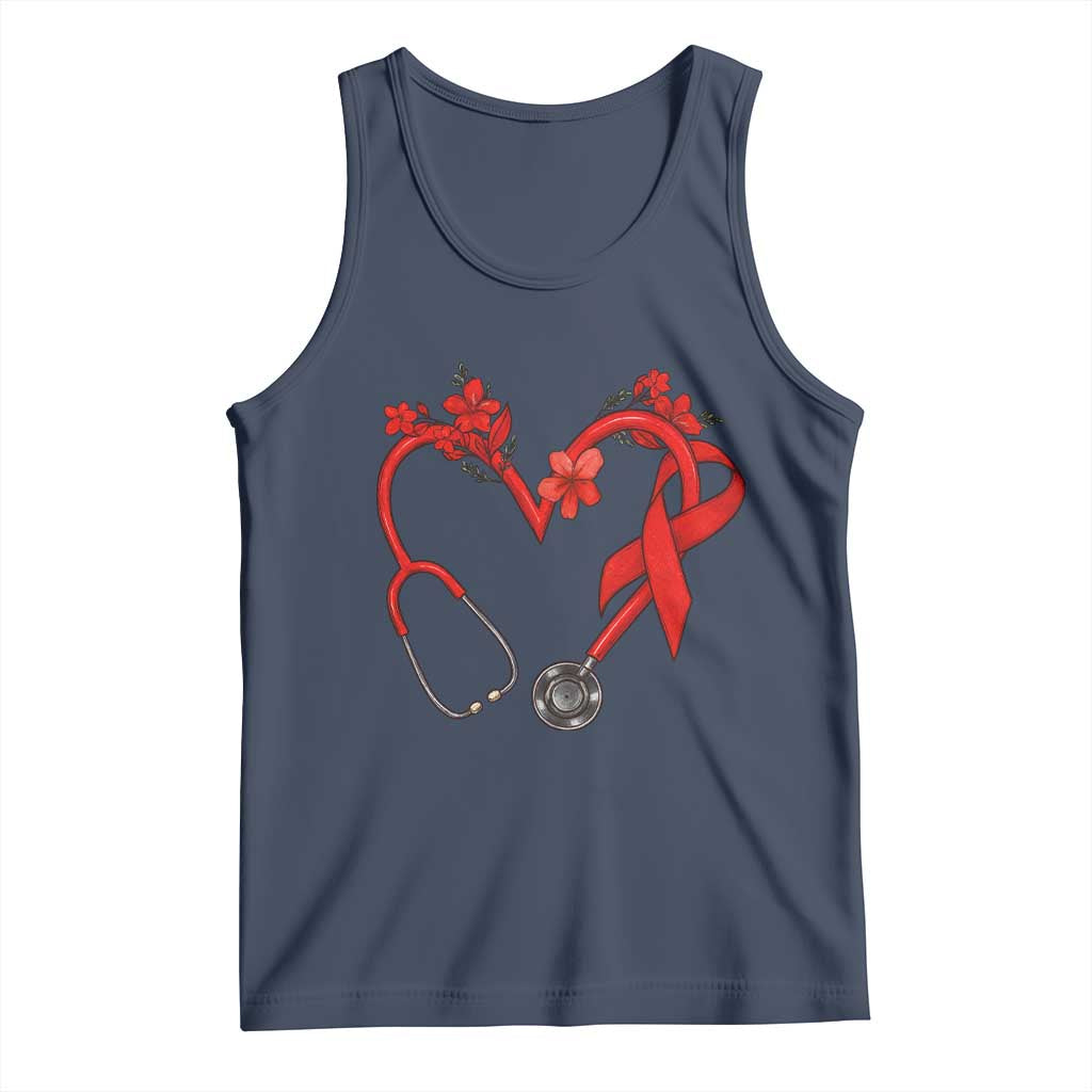 Healthcare Hero HIV Awareness Tank Top Red Ribbon Support Gift - Wonder Print Shop