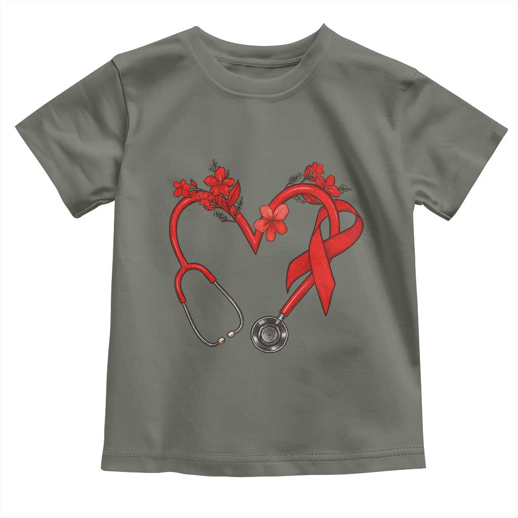 Healthcare Hero HIV Awareness Toddler T Shirt Red Ribbon Support Gift - Wonder Print Shop