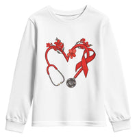 Healthcare Hero HIV Awareness Youth Sweatshirt Red Ribbon Support Gift - Wonder Print Shop