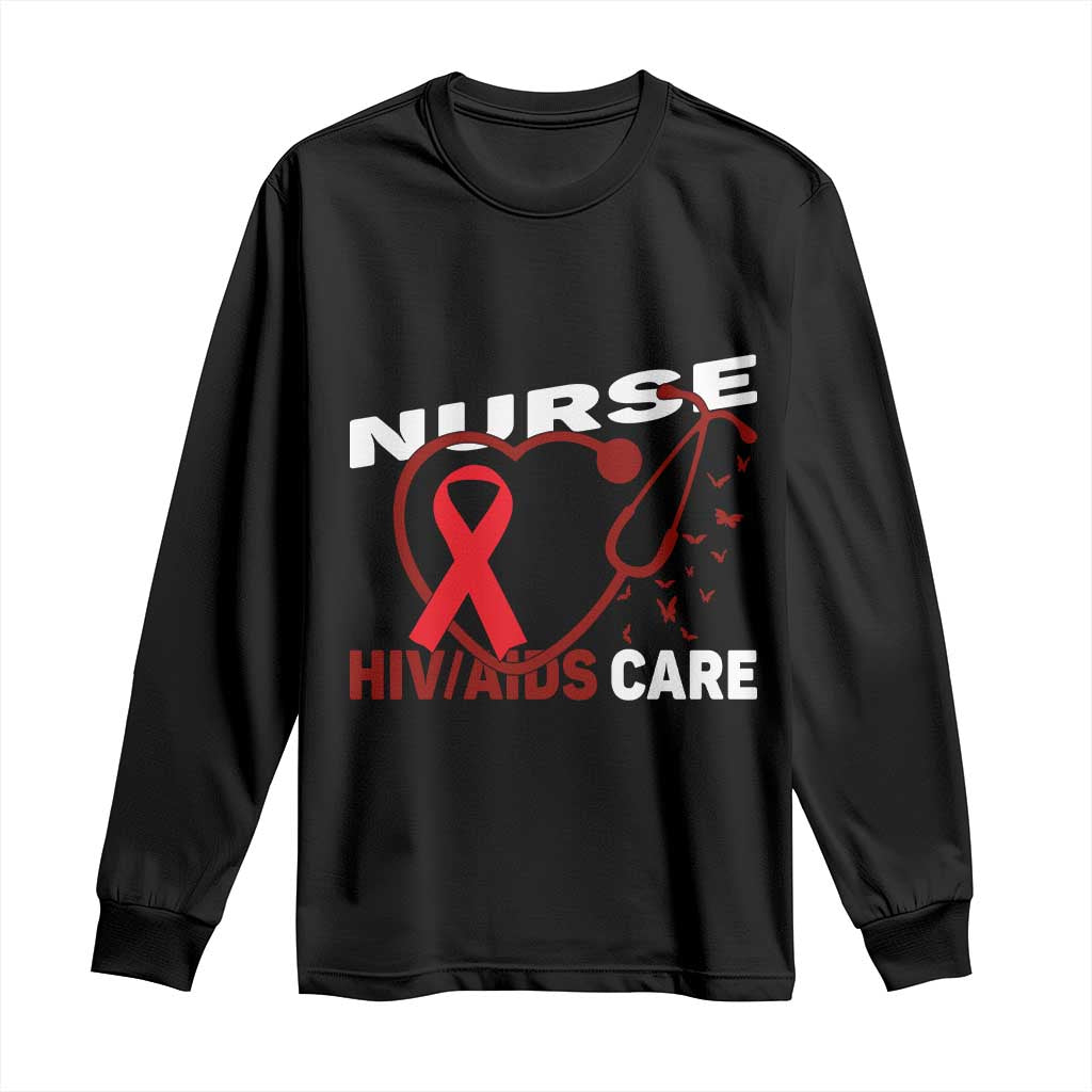 Healthcare Hero HIV AIDS Care Nurse Gift Long Sleeve Shirt - Wonder Print Shop