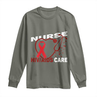 Healthcare Hero HIV AIDS Care Nurse Gift Long Sleeve Shirt - Wonder Print Shop