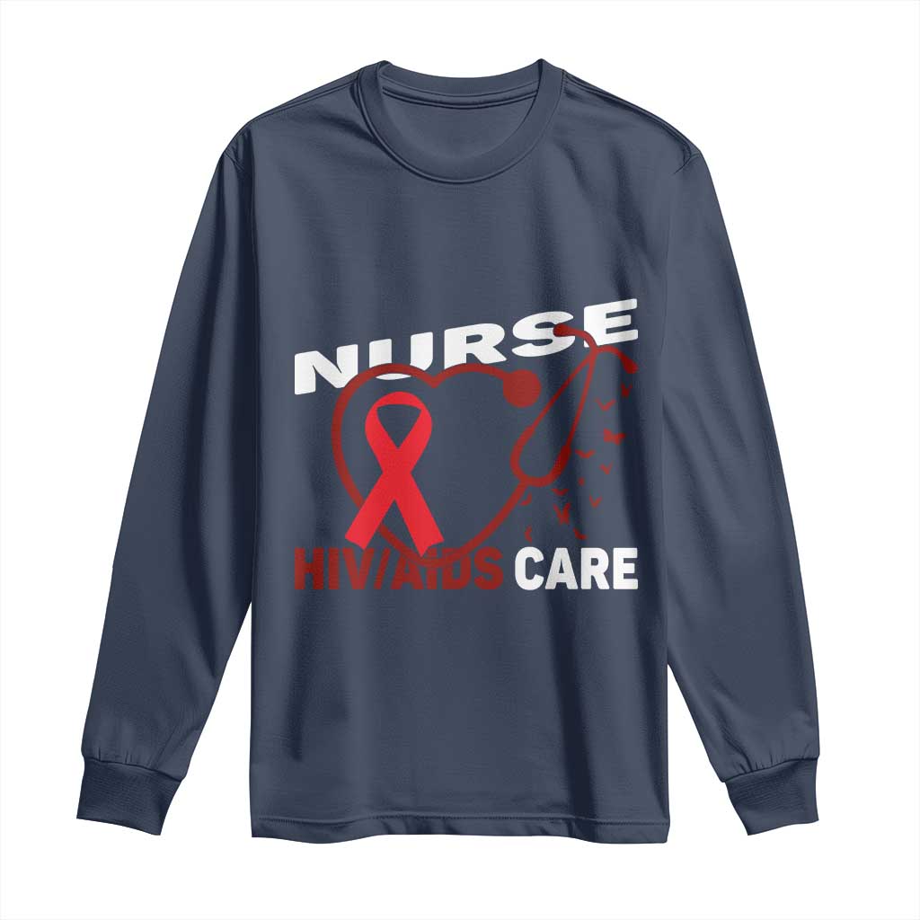 Healthcare Hero HIV AIDS Care Nurse Gift Long Sleeve Shirt - Wonder Print Shop