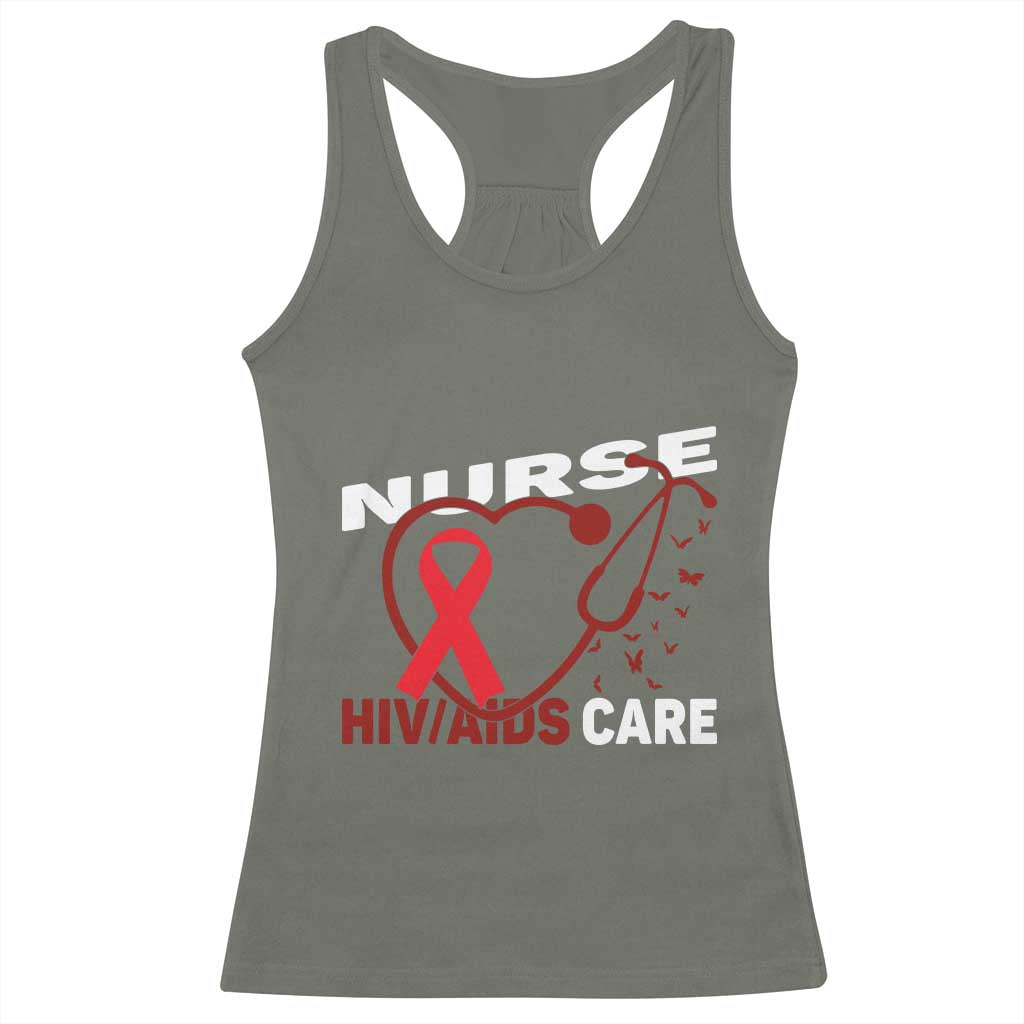 Healthcare Hero HIV AIDS Care Nurse Gift Racerback Tank Top - Wonder Print Shop