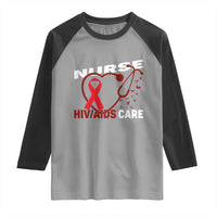 Healthcare Hero HIV AIDS Care Nurse Gift Raglan Shirt - Wonder Print Shop