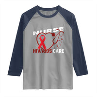 Healthcare Hero HIV AIDS Care Nurse Gift Raglan Shirt - Wonder Print Shop