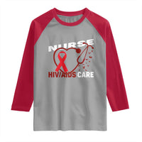 Healthcare Hero HIV AIDS Care Nurse Gift Raglan Shirt - Wonder Print Shop