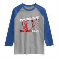 Healthcare Hero HIV AIDS Care Nurse Gift Raglan Shirt - Wonder Print Shop