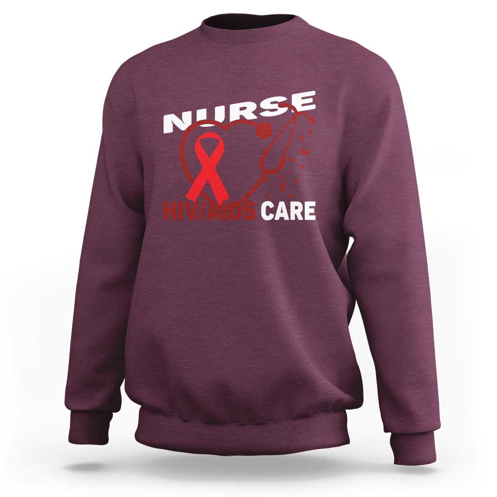 Healthcare Hero HIV AIDS Care Nurse Gift Sweatshirt - Wonder Print Shop