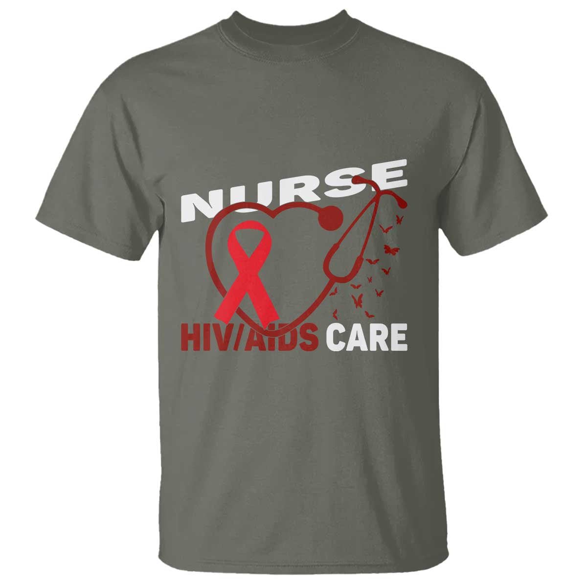 Healthcare Hero HIV AIDS Care Nurse Gift T Shirt - Wonder Print Shop