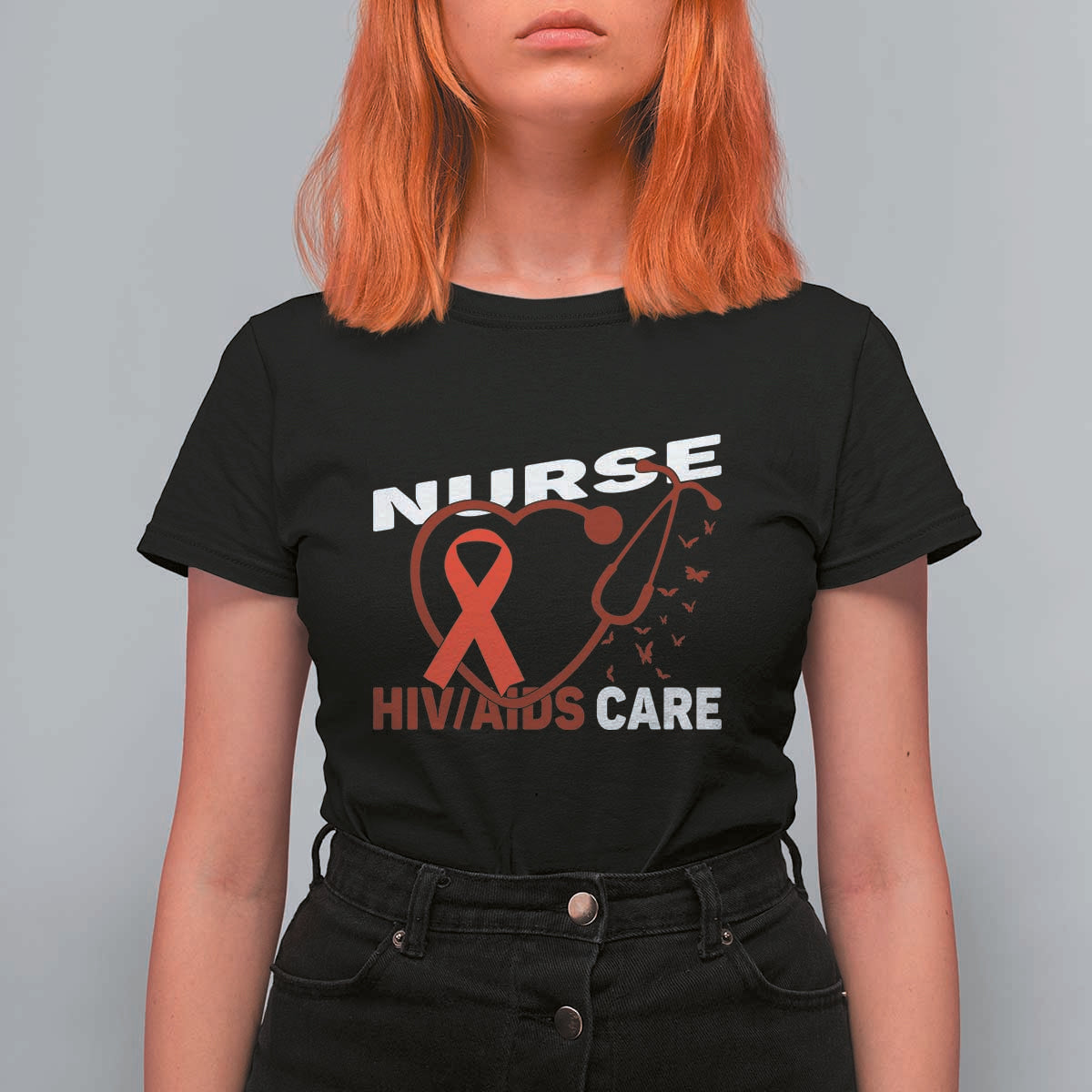 Healthcare Hero HIV AIDS Care Nurse Gift T Shirt For Women - Wonder Print Shop