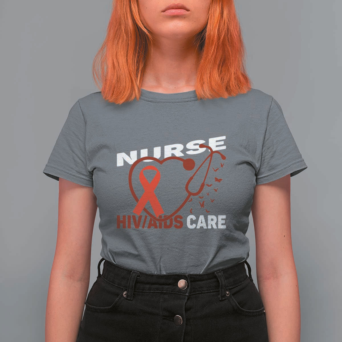Healthcare Hero HIV AIDS Care Nurse Gift T Shirt For Women - Wonder Print Shop