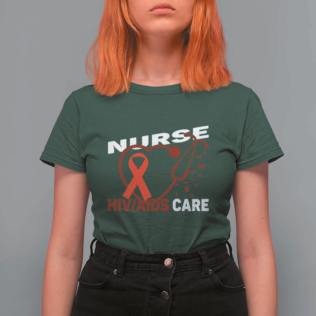 Healthcare Hero HIV AIDS Care Nurse Gift T Shirt For Women - Wonder Print Shop