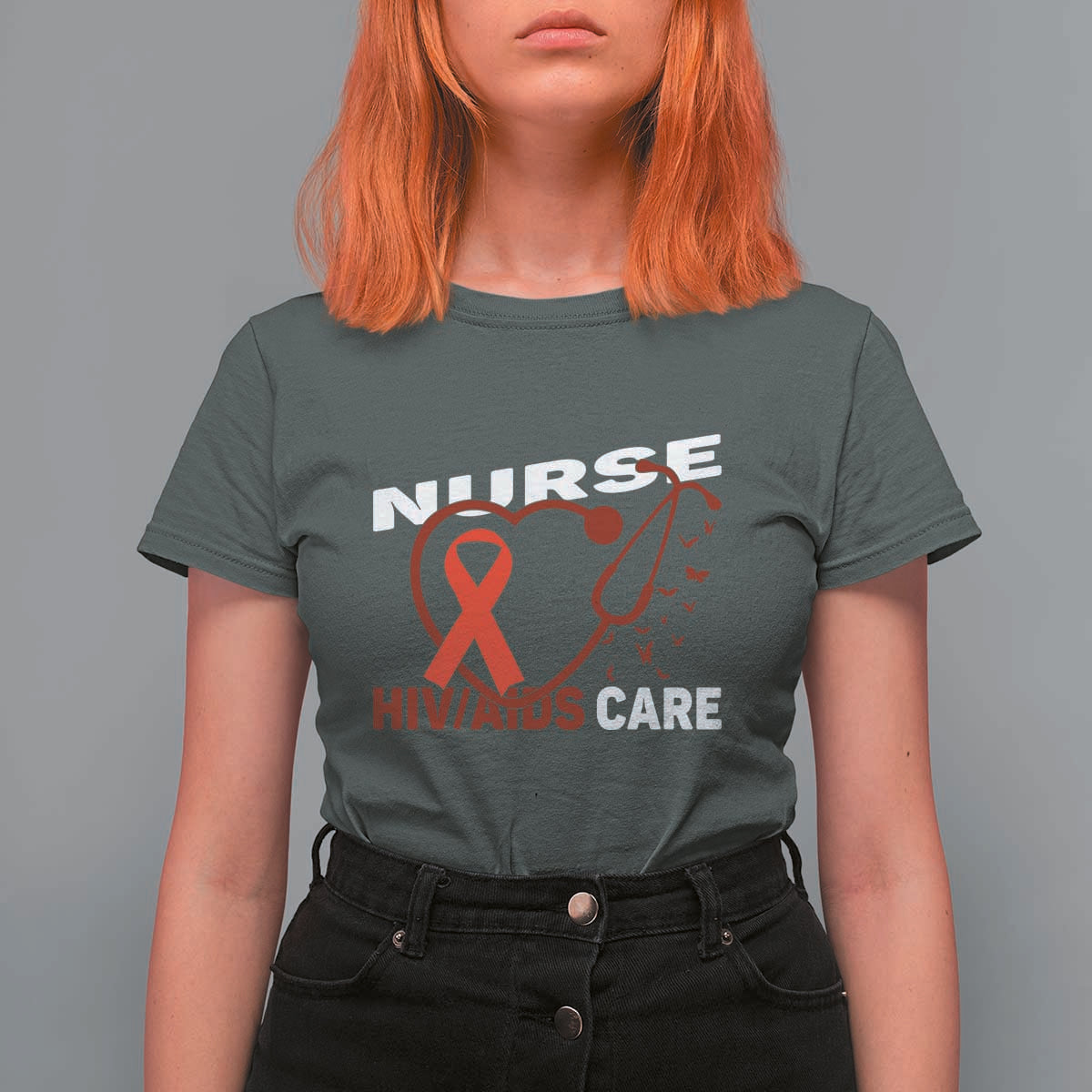 Healthcare Hero HIV AIDS Care Nurse Gift T Shirt For Women - Wonder Print Shop