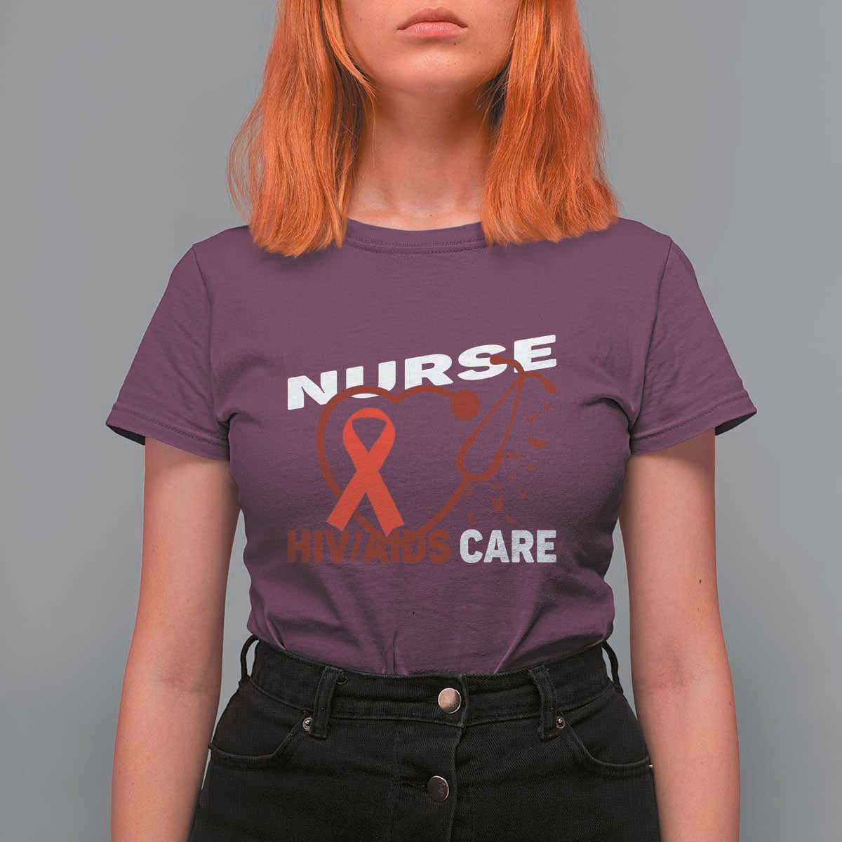 Healthcare Hero HIV AIDS Care Nurse Gift T Shirt For Women - Wonder Print Shop