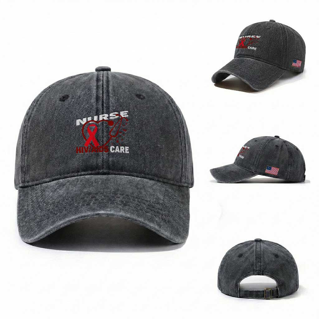 Healthcare Hero HIV AIDS Care Nurse Gift Washed Cotton Baseball Cap