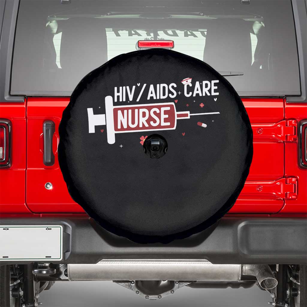 HIV AIDS Care Nurse Spare Tire Cover Red Ribbon Support Gift - Wonder Print Shop