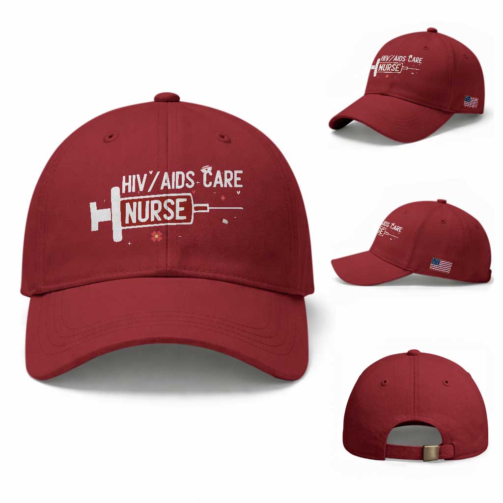 HIV AIDS Care Nurse Baseball Cap Red Ribbon Support Gift