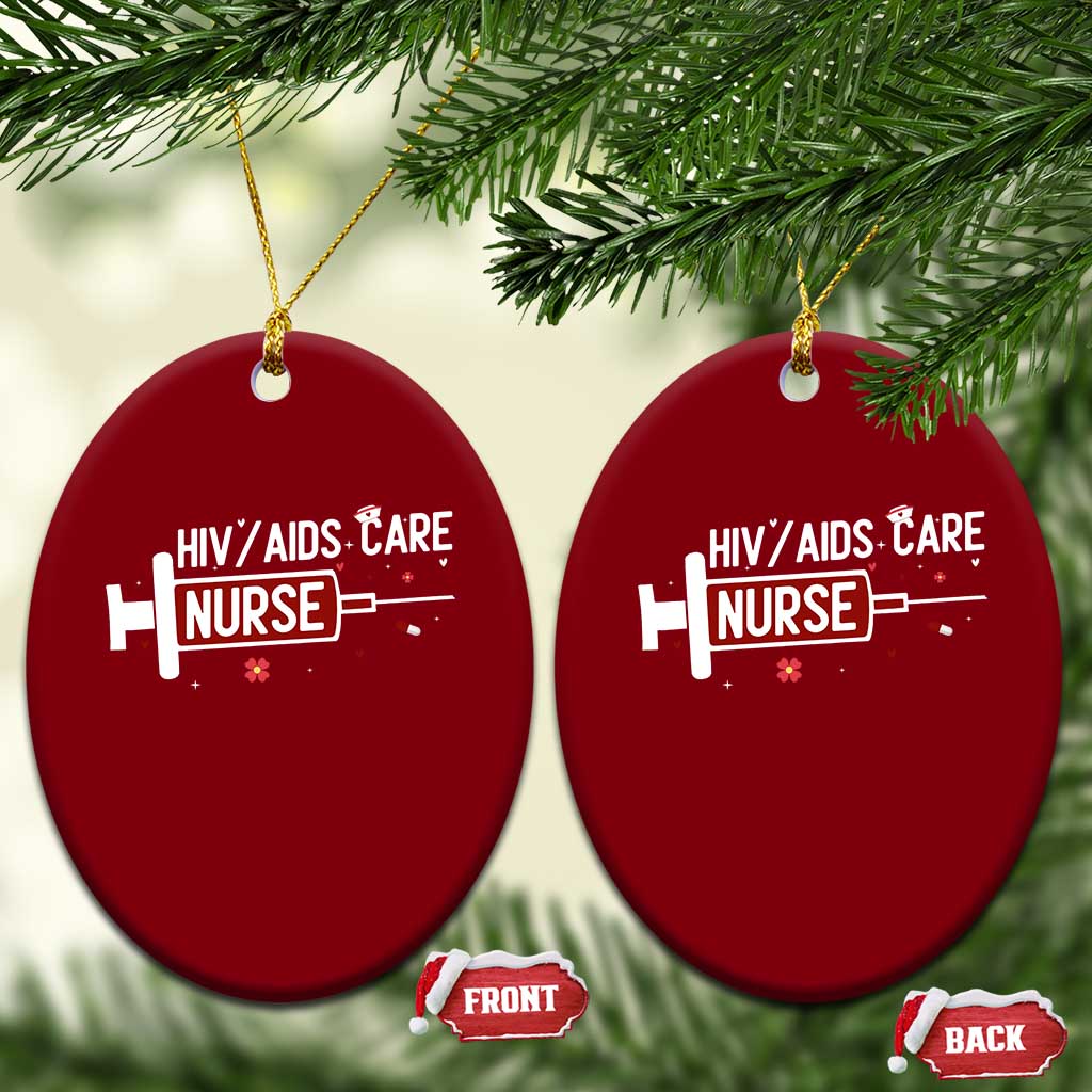 HIV AIDS Care Nurse Ceramic Ornament Red Ribbon Support Gift - Wonder Print Shop
