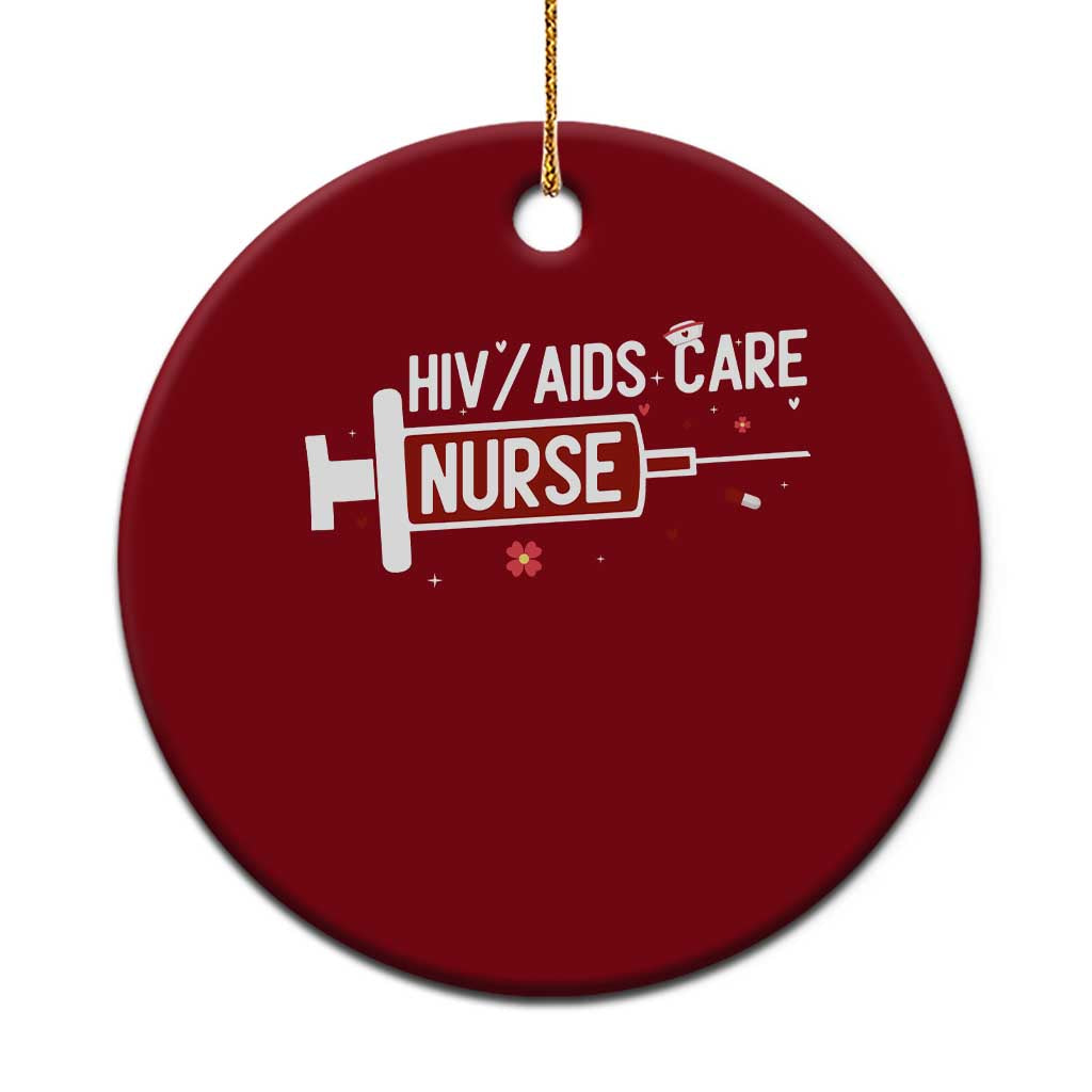 HIV AIDS Care Nurse Ceramic Ornament Red Ribbon Support Gift - Wonder Print Shop
