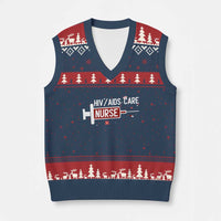 HIV AIDS Care Nurse V-Neck Knit Sweater Vest Red Ribbon Support Gift - Wonder Print Shop