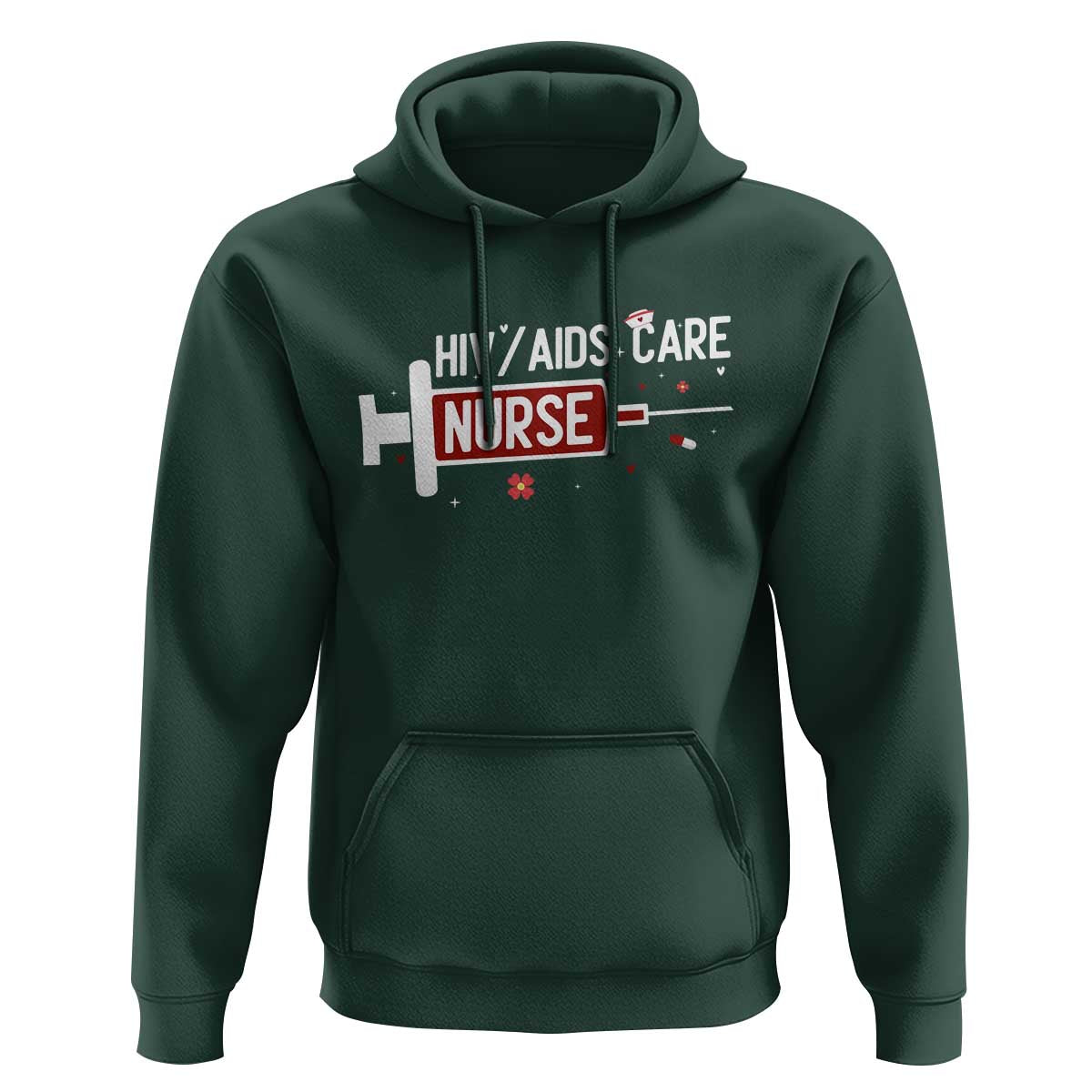 HIV AIDS Care Nurse Hoodie Red Ribbon Support Gift - Wonder Print Shop