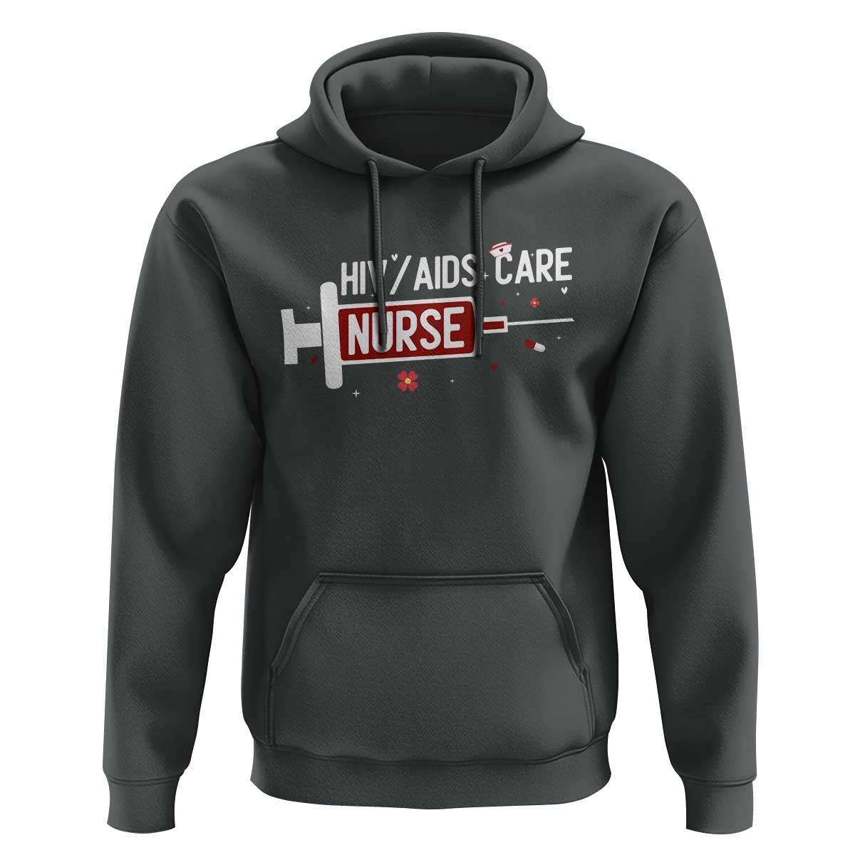 HIV AIDS Care Nurse Hoodie Red Ribbon Support Gift - Wonder Print Shop