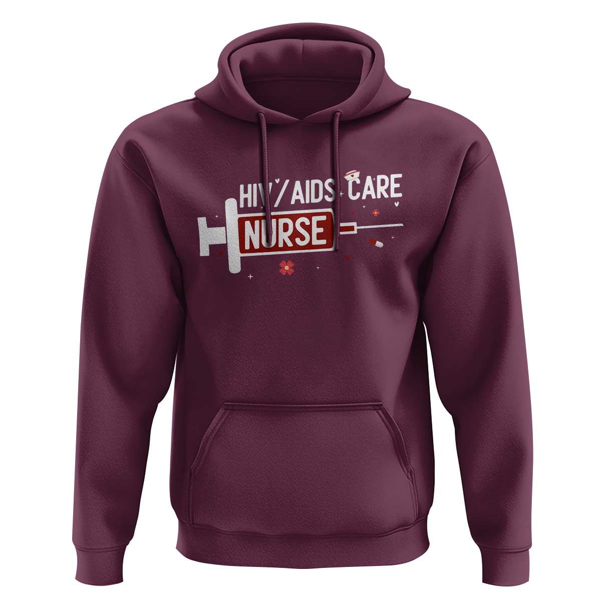 HIV AIDS Care Nurse Hoodie Red Ribbon Support Gift - Wonder Print Shop