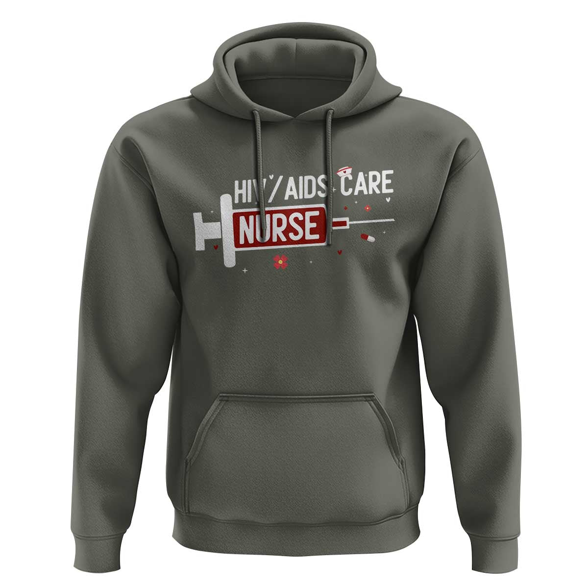 HIV AIDS Care Nurse Hoodie Red Ribbon Support Gift - Wonder Print Shop
