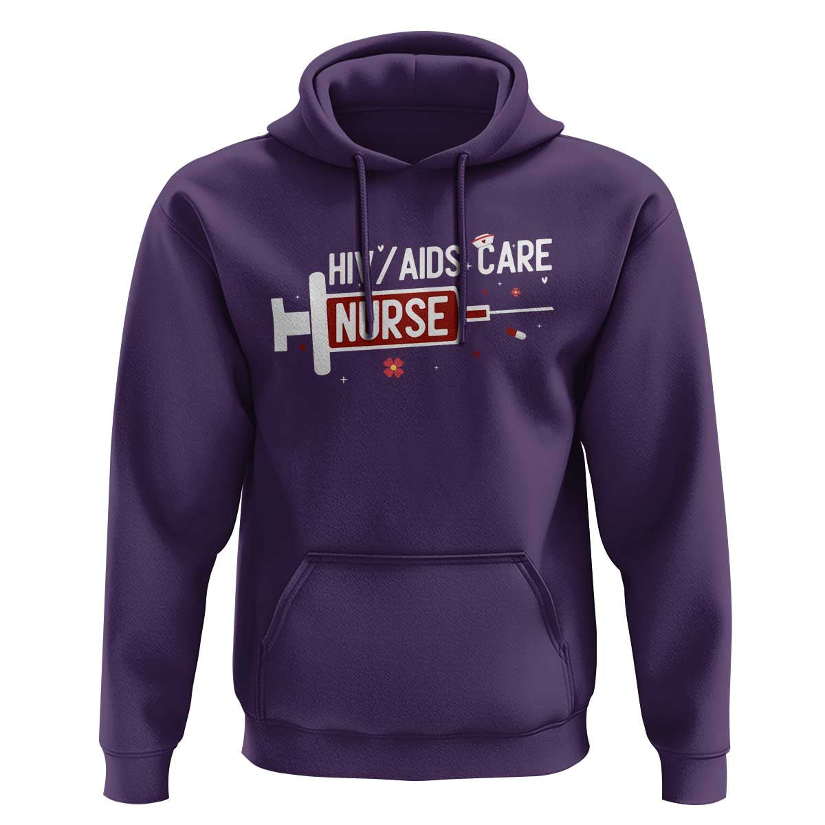 HIV AIDS Care Nurse Hoodie Red Ribbon Support Gift - Wonder Print Shop