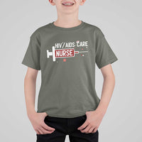 HIV AIDS Care Nurse T Shirt For Kid Red Ribbon Support Gift - Wonder Print Shop