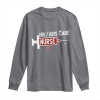 HIV AIDS Care Nurse Long Sleeve Shirt Red Ribbon Support Gift - Wonder Print Shop