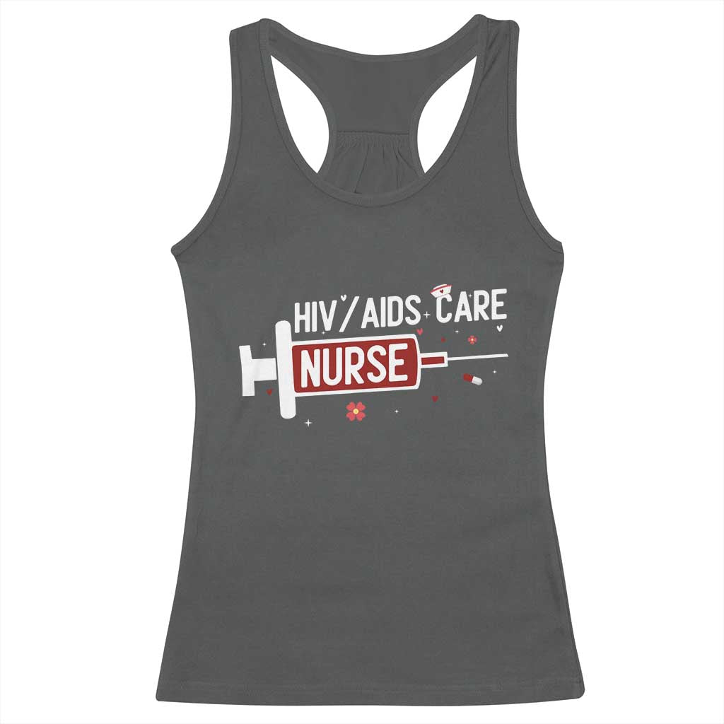 HIV AIDS Care Nurse Racerback Tank Top Red Ribbon Support Gift - Wonder Print Shop