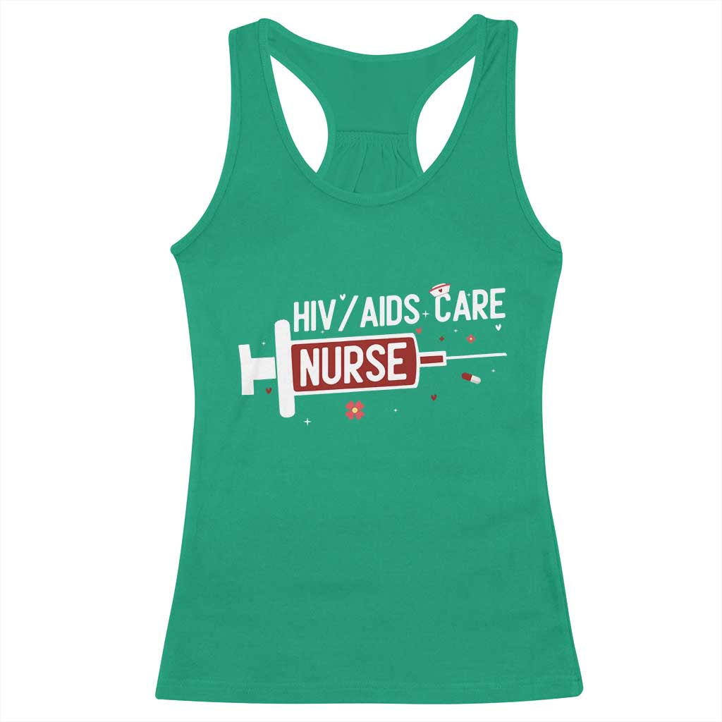 HIV AIDS Care Nurse Racerback Tank Top Red Ribbon Support Gift - Wonder Print Shop