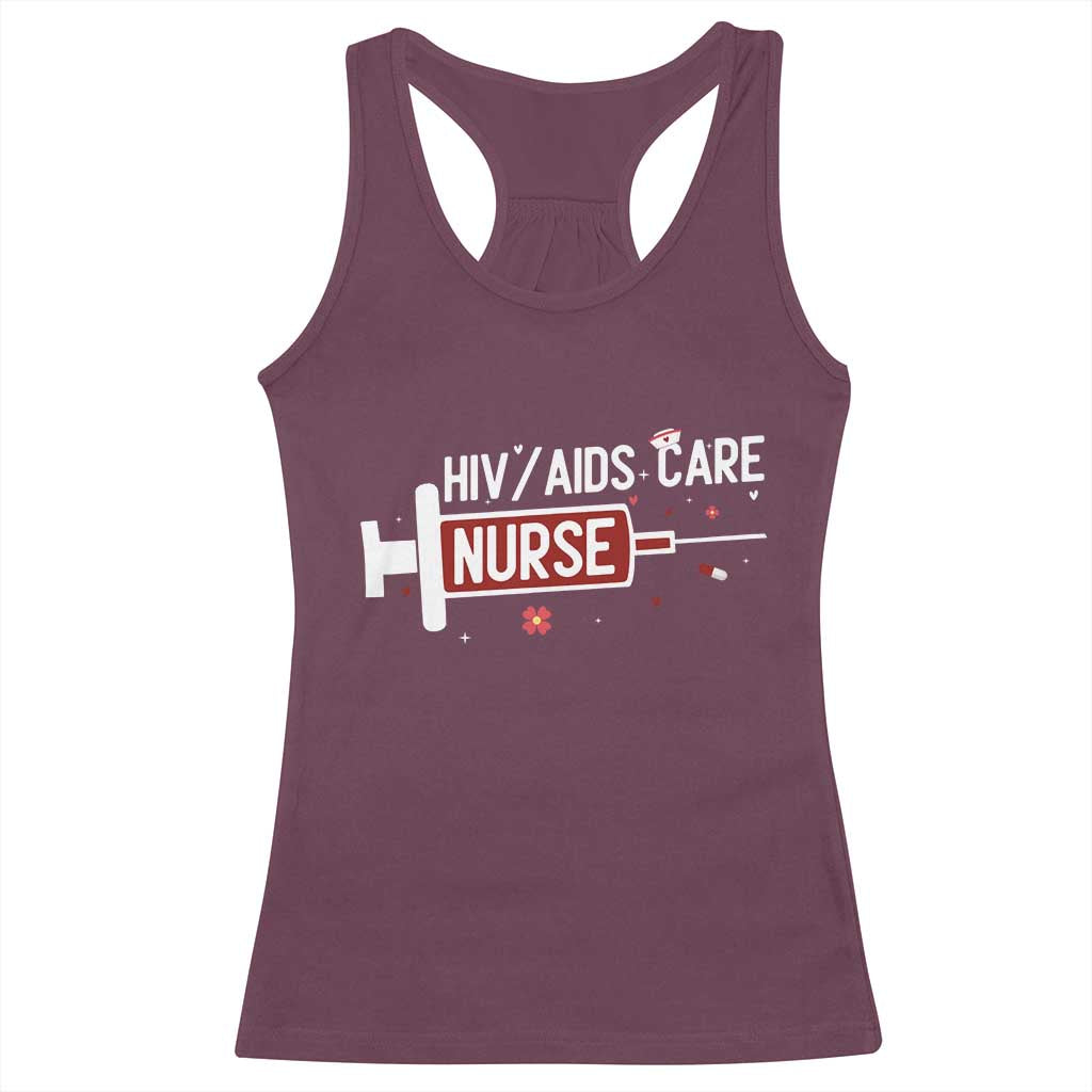 HIV AIDS Care Nurse Racerback Tank Top Red Ribbon Support Gift - Wonder Print Shop