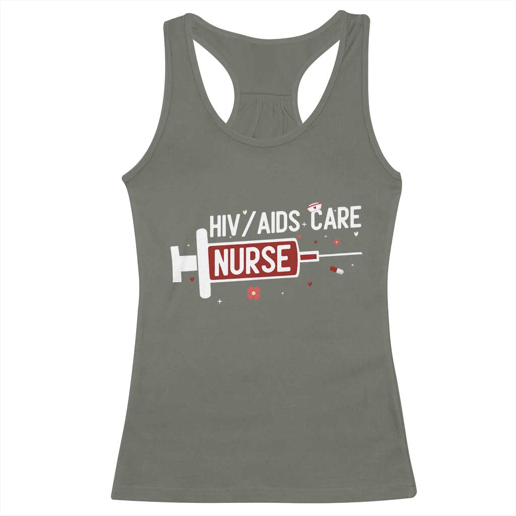 HIV AIDS Care Nurse Racerback Tank Top Red Ribbon Support Gift - Wonder Print Shop