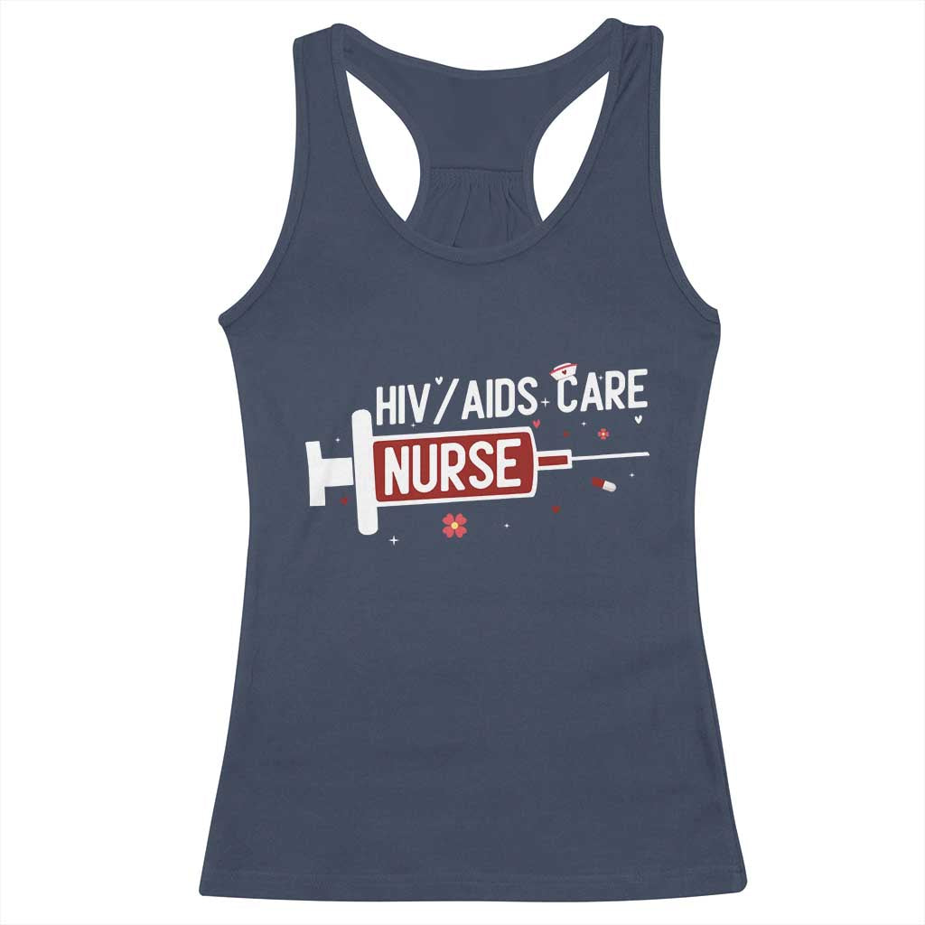 HIV AIDS Care Nurse Racerback Tank Top Red Ribbon Support Gift - Wonder Print Shop